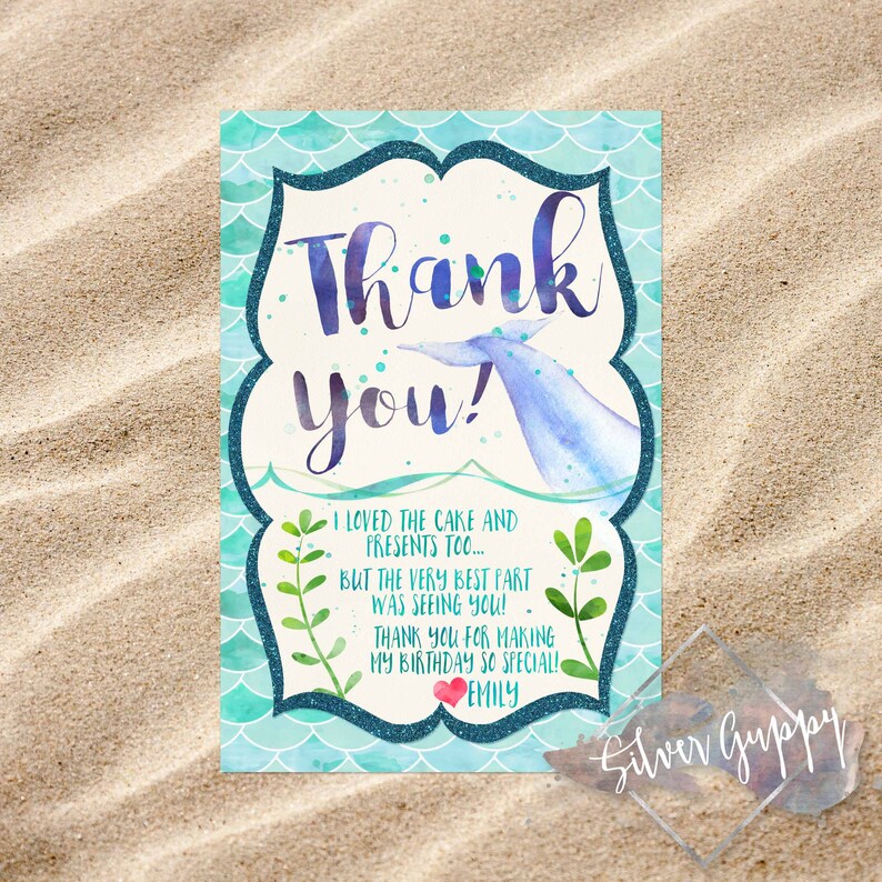 Watercolor Dolphin themed Thank You Card | Etsy