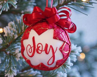 Handcrafted Embroidered Fabric Ornament JOY