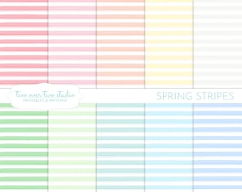 Watercolor Stripes Digital Paper, Spring Stripes Digital Paper, Commercial Use, Watercolor Striped Digital Paper, Pastel Watercolor