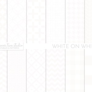 White Digital Paper, White on White Monochrome Background, White Wedding Patterns, Cream and White Geometric Paper, Commercial Use