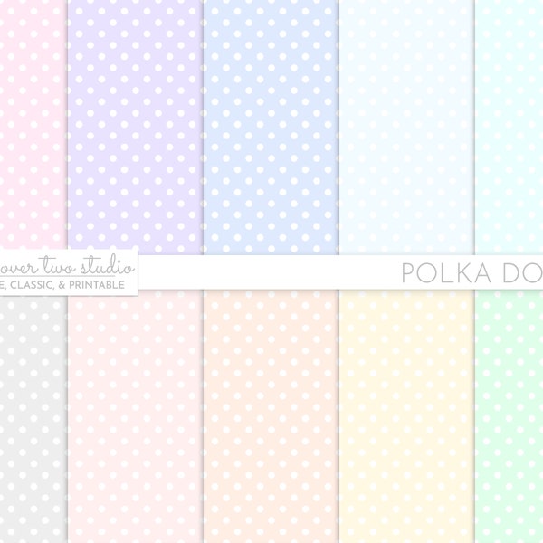 Pastel Polka Dot Digital Paper, Polka Dots Background, Dot Backdrop, Polkadot Pattern, Dotted Paper