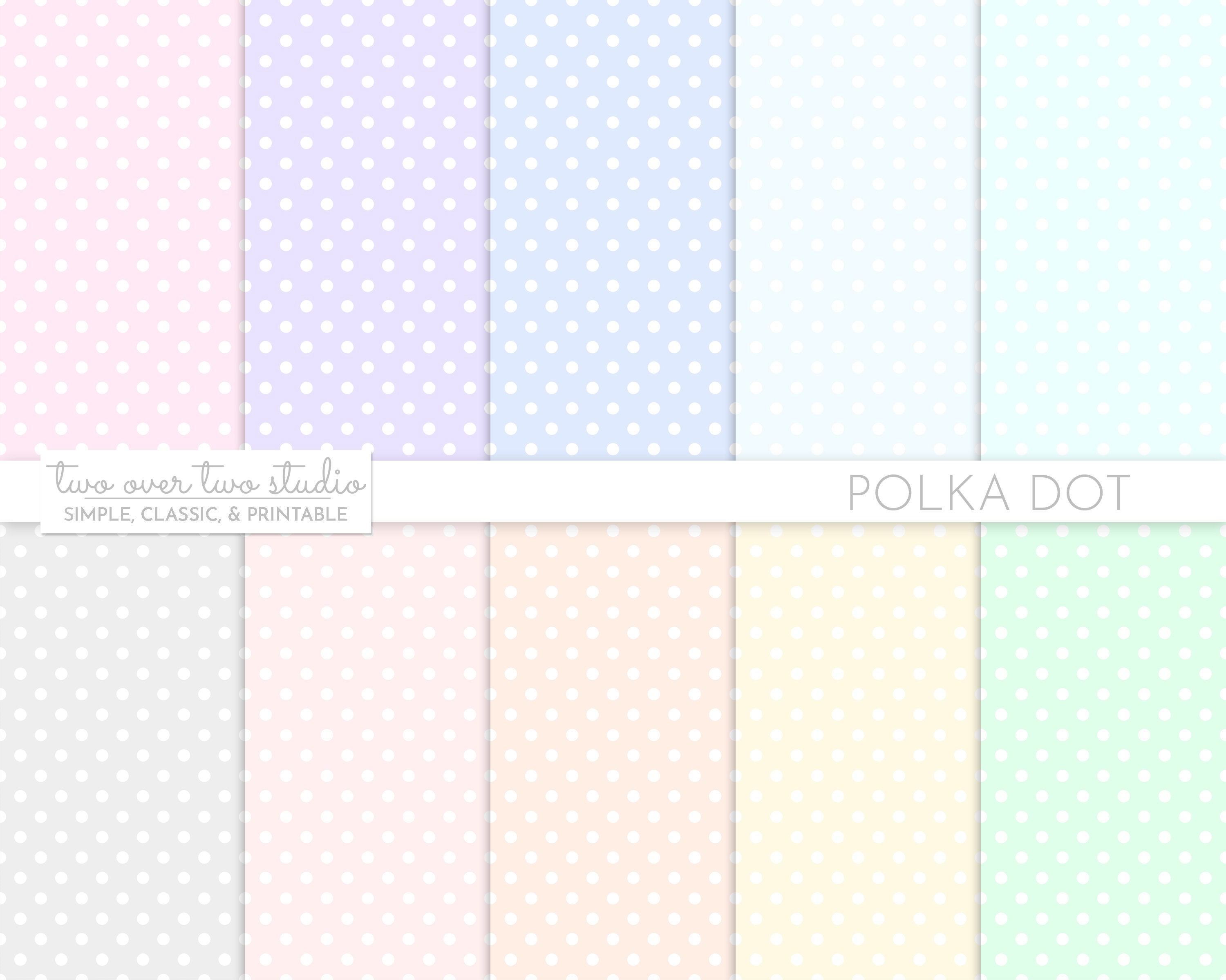 Pastel Polka Dot Digital Paper, Polka Dots Background, Dot Backdrop