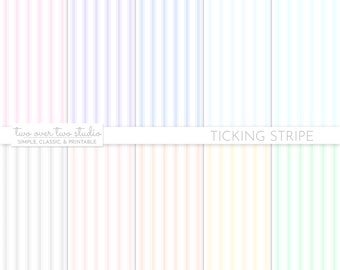 Pastel Ticking Stripe Digital Paper, TickingBackground, Striped Backdrop, Stripes Pattern