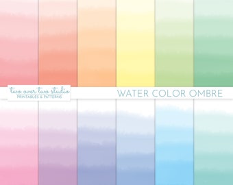 Ombre Watercolor Digital Paper, Ombre Digital Paper, Commercial Use, Gradient, Dip Dye Background, Watercolour, Pastel, Instant Download