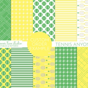 Tennis Digital Paper, Tennis Background, Tennis Racquet, Tennis Ball, and Tennis Court Pattern Paper for Birthday, Sports Theme Party image 3