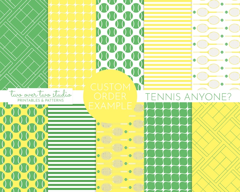 Tennis Digital Paper, Tennis Background, Tennis Racquet, Tennis Ball, and Tennis Court Pattern Paper for Birthday, Sports Theme Party image 3