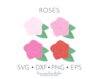 Ros SVG, kommersiellt bruk, röd ros clipart, rosa ros clipart, preppy blomma, rosteckning, rosillustration, transparent bakgrund