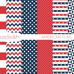 American Flag Digital Paper, Independence Day, Patriotic, Fourth of July, Red, White, Blue, July 4th, Stars and Stripes, Election Day