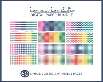 Digital Paper Bundle, Preppy Pattern, Commercial Use Backdrop, Seamless Houndstooth, Buffalo Plaid, Stripe, Polka Dot, Gingham, Rick Rack