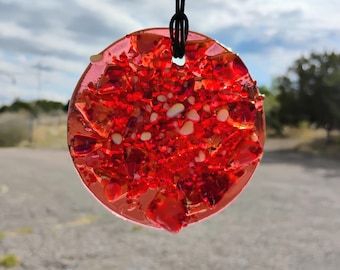 Stained Glass Suncatcher - Modern Abstract Contemporary - Sparkly Handmade Colorful Fused Glass Gems - Gift