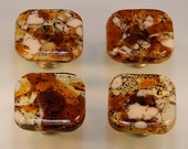 Decorative Fused Glass Cabinet Door Knobs - Furniture Drawer Pulls- Kitchen Hardware- Amber Transparent, Clear, Brown, Vanilla - KB19181A