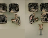 Decorative Colored Fused Glass Cabinet Door Knobs - Drawer Pulls - Kitchen Hardware - Lt Gray, White, Black, Clear, Light Peach - KB16125B