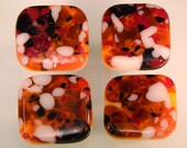 Decorative Colored Art Fused Glass Cabinet Door Knobs - Furniture Drawer Pulls - Kitchen Hardware - Orange Mix - KB161211D