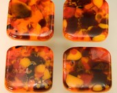 Decorative Colored Art Fused Glass Cabinet Door Knobs - Furniture Drawer Pulls - Kitchen Hardware - Orange, Brown, Sunflower Mix - KB170511J