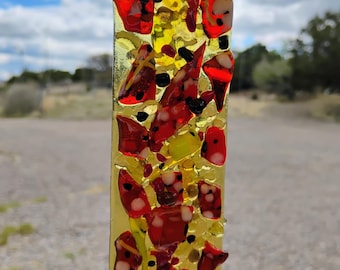 Stained Glass Suncatcher - Modern Abstract Contemporary - Sparkly Handmade Colorful Fused Glass Gems - Gift