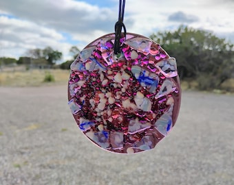 Stained Glass Suncatcher - Modern Abstract Contemporary - Sparkly Handmade Colorful Fused Glass Gems - Gift