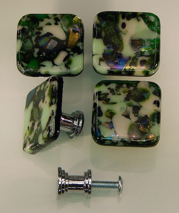 Decorative Fused Glass Cabinet Door Knobs Drawer Pulls Etsy