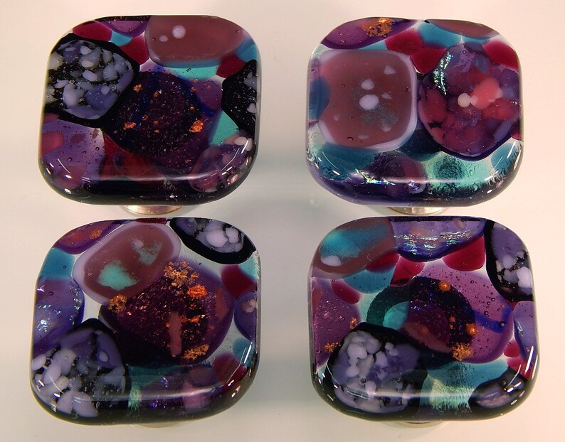 Decorative Colored Art Fused Glass Cabinet Door Knobs Etsy