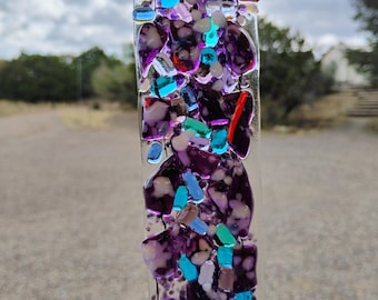 Stained Glass Suncatcher - Modern Abstract Contemporary - Sparkly Handmade Colorful Fused Glass Gems - Gift