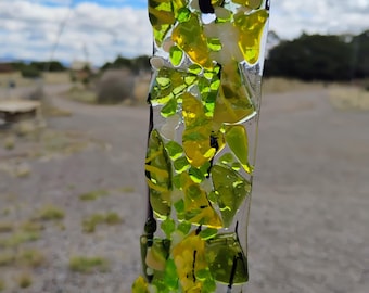 Stained Glass Suncatcher - Modern Abstract Contemporary - Sparkly Handmade Colorful Fused Glass Gems - Gift
