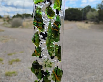 Stained Glass Suncatcher - Modern Abstract Contemporary - Sparkly Handmade Colorful Fused Glass Gems - Gift