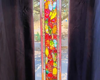 Stained Glass Window Hanging - Modern Abstract Contemporary - Sparkly Handmade Colorful Fused Glass Gems - Gift