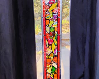 Adorno colgante de vidriera - Moderno, abstracto y contemporáneo - Brillantes gemas de vidrio fusionado hechas a mano y coloridas - Regalo