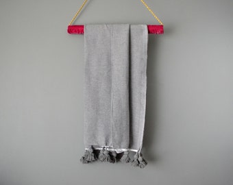 Gray Lightweight Pom Pom Throw