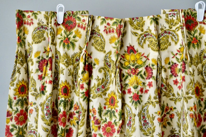 Vintage 60s Curtains // 1960s Paisley Print Cotton Curtains // Etsy