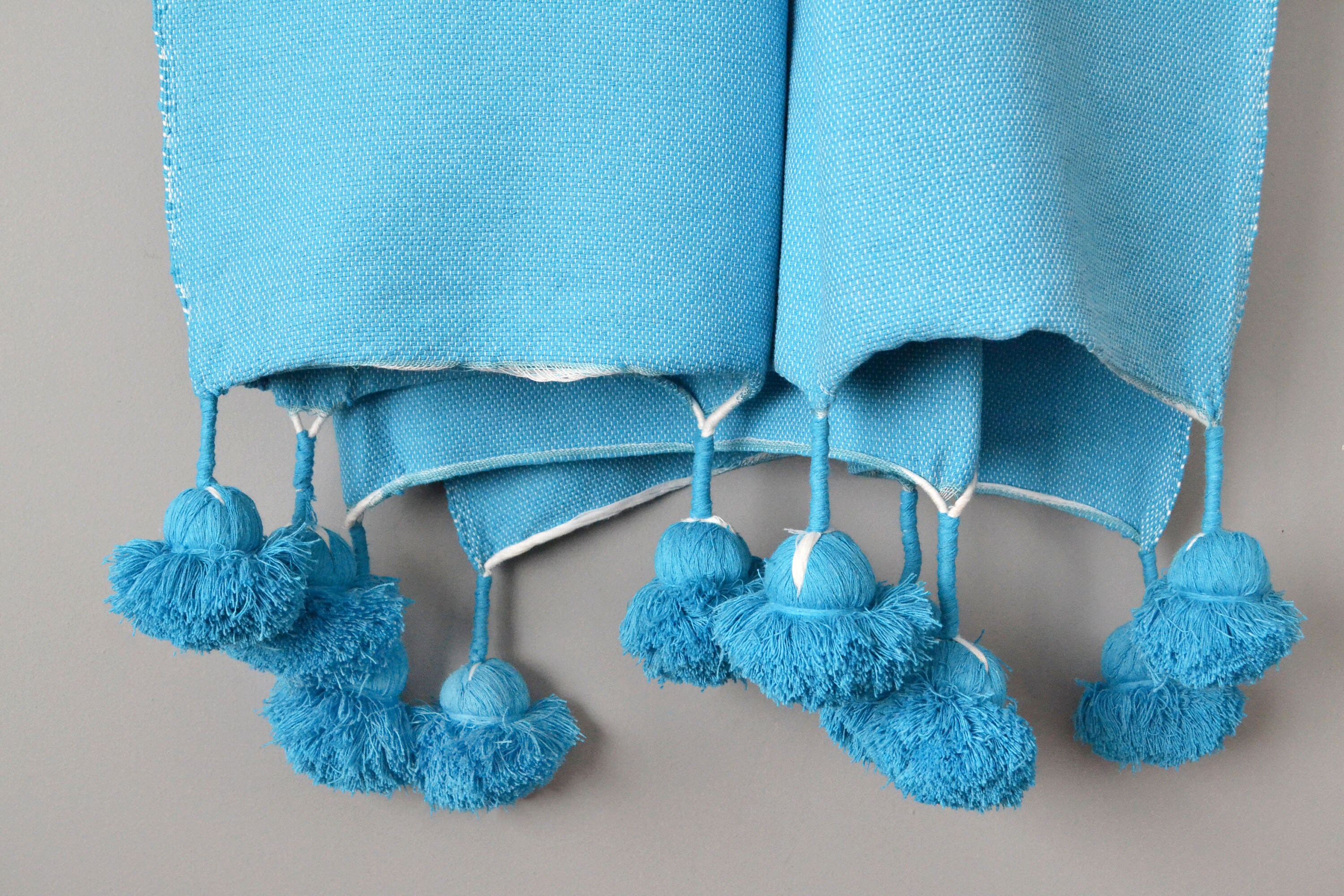 Blue Pom Pom Blanket Etsy Canada