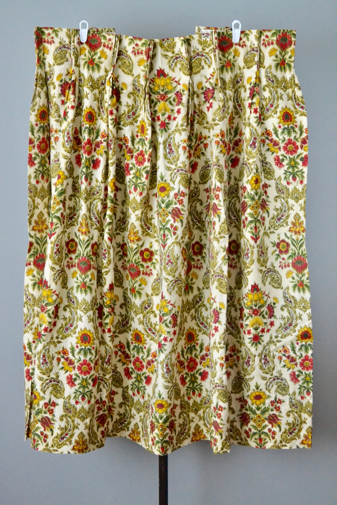 Vintage 60s Curtains // 1960s Paisley Print Cotton Curtains // 2 Panels ...