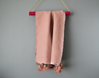 Dusty Pink Lightweight Pom Pom Throw