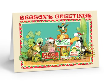 Desert Animals Season's Greetings Christmas Card  - 18 Western Cards and Envelopes - 40056