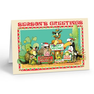 Carte de voeux de Noël de la saison des animaux du désert-18 cartes Western et enveloppes-40056