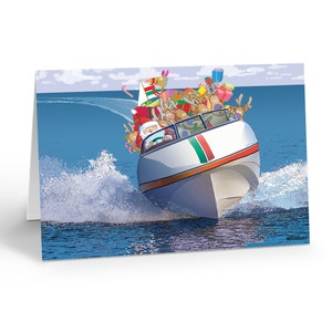 Speedboat Cruising Christmas Card - Boating 18 Cards & Envelopes - 60034