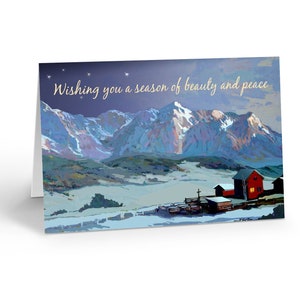 Winter Home and Mountain Christmas Card - Traditional Christmas Cards and Envelopes - 20501