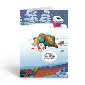 Santa Makes A Bad Landing - Funny Christmas Cards - 18 Christmas Cards and Envelopes - 20081