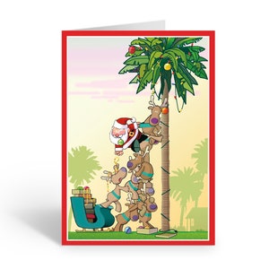 Christmas Palm Holiday Card - 18 Cards & Envelopes - Great for Florida- 30006