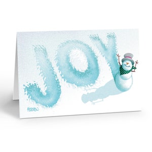 Joy Christmas Card - Snowman Christmas Card - 18 Holiday Cards & Envelopes - 20019