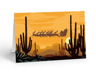 Desert Sunset Christmas Card  - 18 Western Cards and Envelopes - 40045