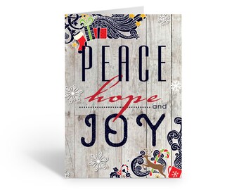Peace and Joy  Christmas Card - 12 Christmas Cards and Envelopes - B20507