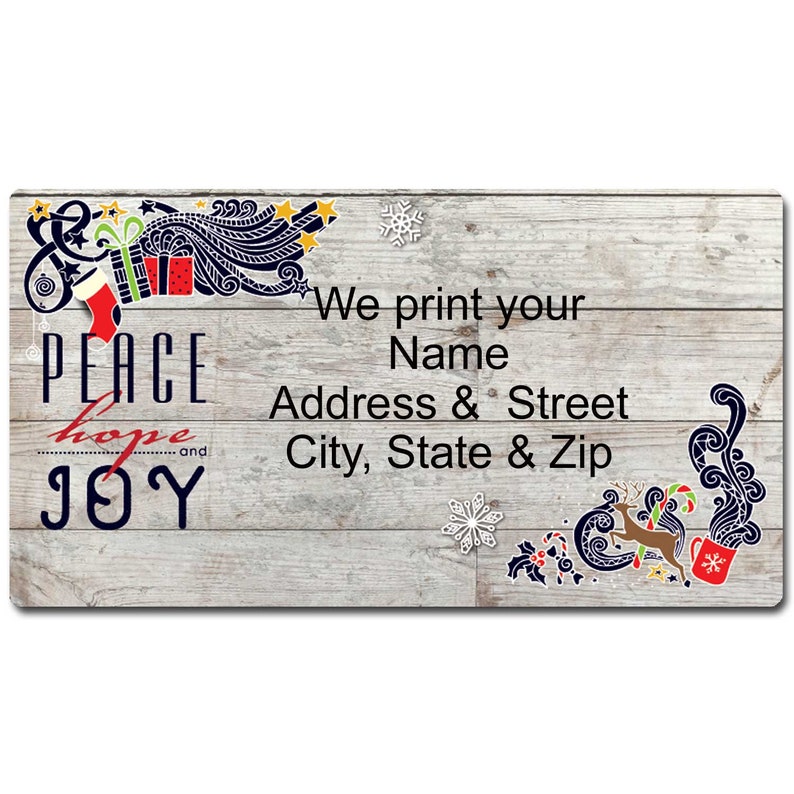 Christmas Customized Label B22029 Peace and Joy Personalized Return Address Label