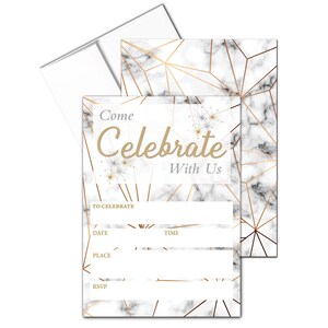 Marble Fill-in Party Invitation - 25 Invitations & Envelopes - Weddings, Birthday, Shower, Rehearsal  - B15223