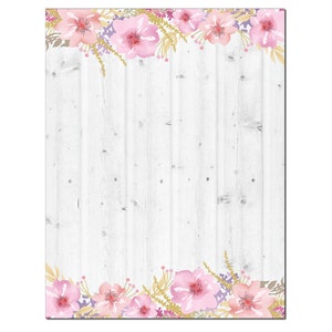 Rustic Stationery -  Rustic Wood Floral Letterhead -8.5 x 11 inches - 60 Paper Sheets - B6520