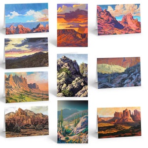 Assorted Arizona Desert Mountain Blank Note Cards - 10 Boxed Cards & Envelopes - Arizona Desert Mountians - 14422