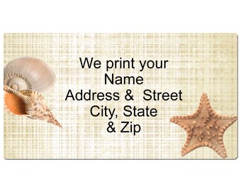 Beach and Shell Custom Return Address Labels | Ocean-Themed Personalized Self-Adhesive Stationery for Weddings, Bridal Showers, and Mailings