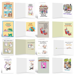 Funny Birthday Card Assortment for Him- Full Color Front & Inside! - Bulk Set Birthday Cards for Men- 742