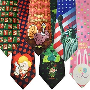 Men&#39;s Assorted Holiday Ties - 6 Fun Neckties - Tie Assortment - 910