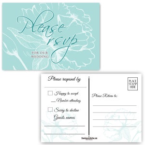 Seafoam Green Please RSVP Postcards -  Set of 40 - 4 x 6 RSVP Postcards - B17153