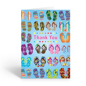 Flip Flop Thank You Note Card - 10 Boxed Cards & Envelopes - Beach Note Cards - B14018